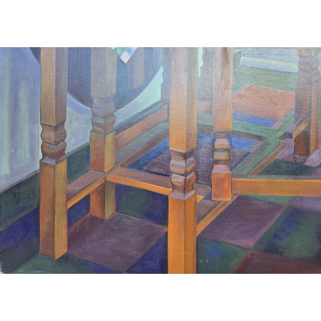 Large Pamela Rubin Realistic Oil on Canvas Painting of a Gateleg Table 40" X 50" For Sale - Image 4 of 7