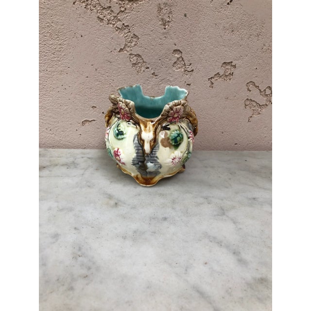 Small Majolica cache pot Onnaing circa 1890.