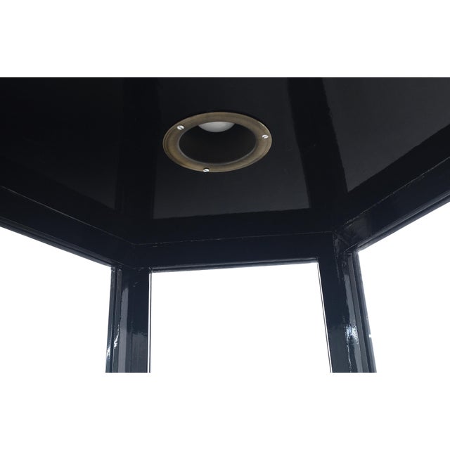 Gray Chinese Black Lacquer Round Hexagon Pagoda Top Mother of Pearl Showcase Display For Sale - Image 8 of 11