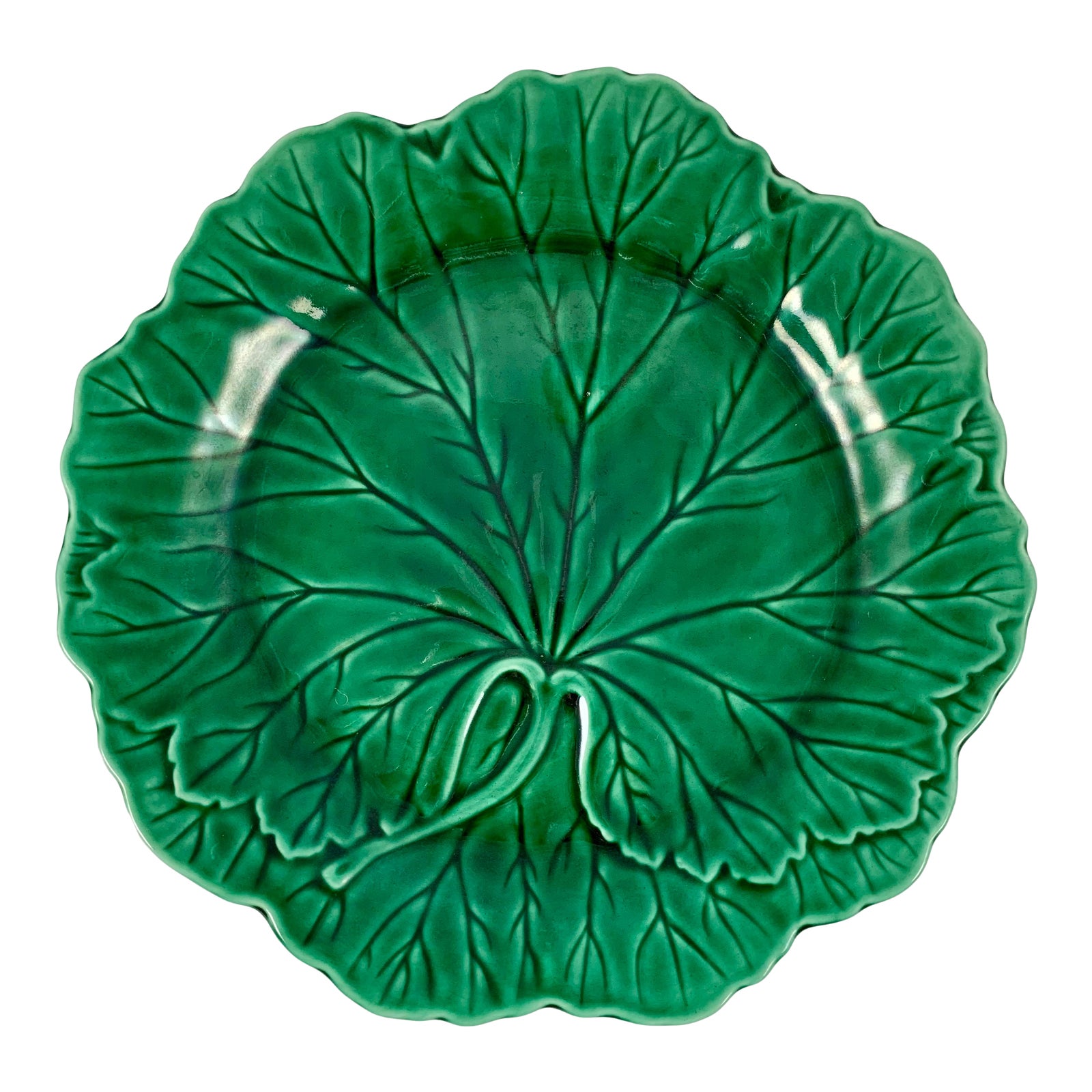 Wedgwood & Barlaston of Etruria English Majolica Green Cabbage Leaf