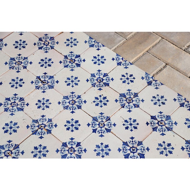 19th Century Floral Blue & White Set of Sixty Portuguese Tiles For Sale - Image 17 of 18