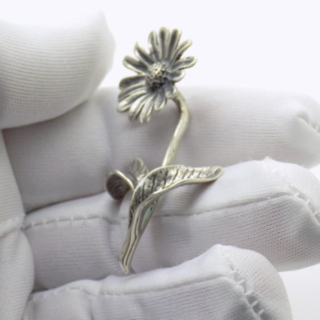 Vintage Italian Handmade Genuine Silver Daisy Flower Dollhouse Figurine, 1970s For Sale - Image 3 of 13