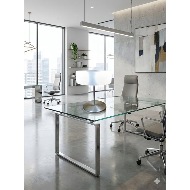 The Mid-century Frost Lamp Shade and Chrome Desk Lamp is a stunning piece with a vintage charm from the 1960s. This...