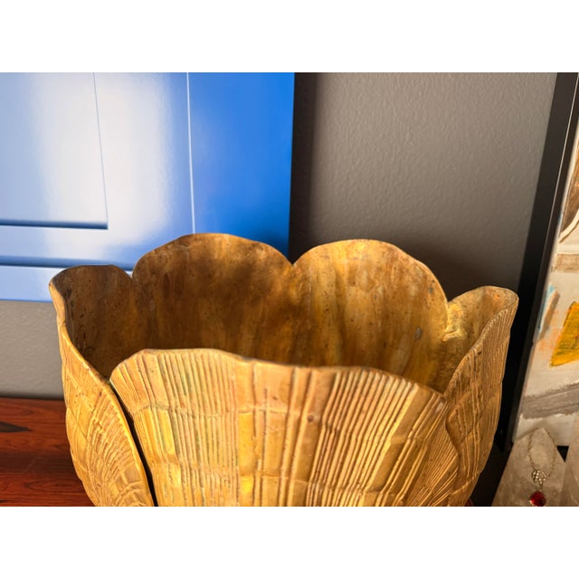 Metal 1970s Large Brass Sea Shell Planter For Sale - Image 7 of 12