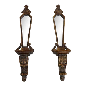 Pair Bombay Co Classical Mirrored Wall Shelves
