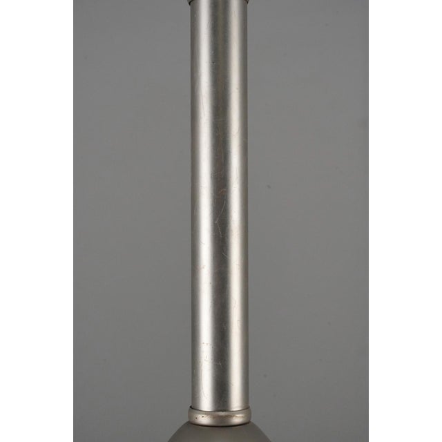 Metal Mid 20th Century Schoolhouse White Milk Glass Steel Chain Pendant Light For Sale - Image 7 of 9