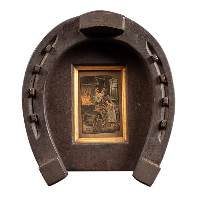 Mid 20th Century Folk Art Horseshoe Blacksmith Romance Wall Art For Sale