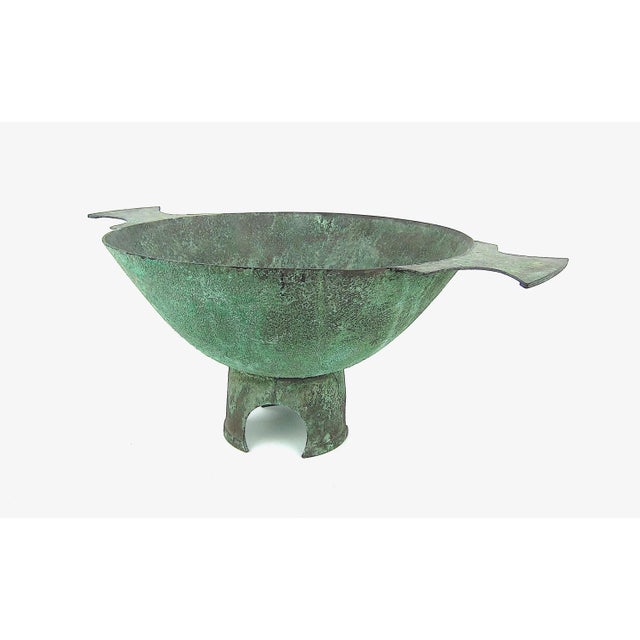 Marie Zimmermann Large Centerpiece Bowl With Encrusted Verdigris Patina For Sale - Image 9 of 10