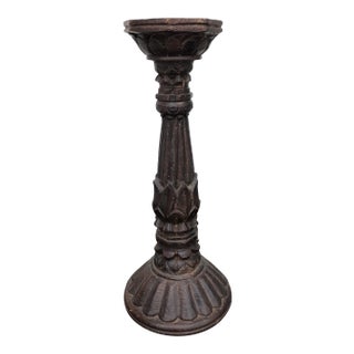 1970s Hand-Carved Wood Candlestick For Sale