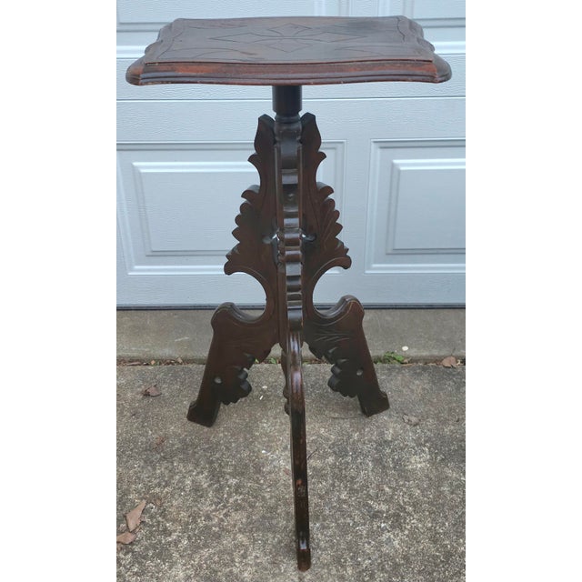 Wood 19th Century Eastlake Carved Walnut Stand Pedestal For Sale - Image 7 of 7