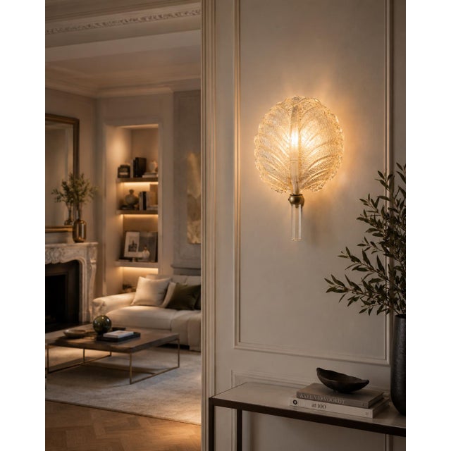 Brass 1960s Barovier & Toso Murano Gold Glass and Brass Wall Light, Italy For Sale - Image 8 of 8