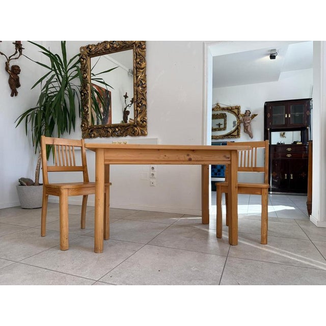 Rustic dining set, solid wood. Size: Table height 75.50 x 120 x 80 cm. For sale is a rustic dining set consisting of two...