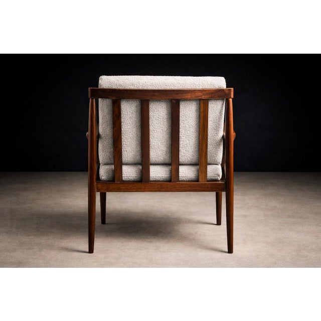Grete Jalk Armchair in Rosewood & Light Gray Bouclé, Rino Levi, Brazil, 1960s - Lot 704A For Sale - Image 16 of 17