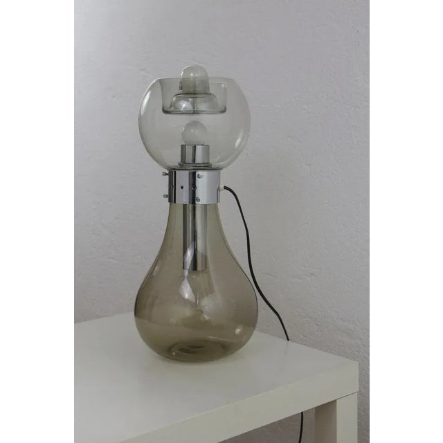 Space Age Italian Birillo Table Lamp in Glass and Steel from Mazzega, 1960s For Sale - Image 6 of 12