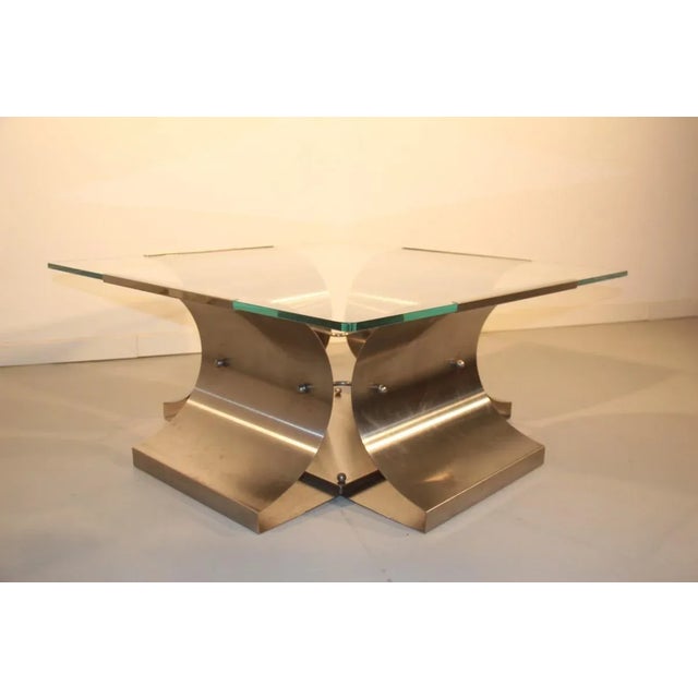 French Steel & Glass Coffee Table by Francois Monnet, 1970 For Sale - Image 6 of 11