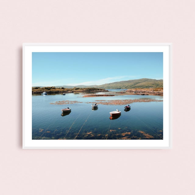 Contemporary Coastal Landscape Photograph, Isle of Mull, Scotland 'Small Boats, Mull', 54 X 36" Fine Art Photography Print For Sale - Image 9 of 12