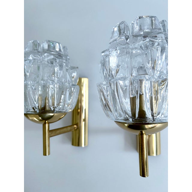 Vintage Glass and Brass Sconces from Fischer Leuchten, 1960s, Set of 2 For Sale - Image 17 of 18