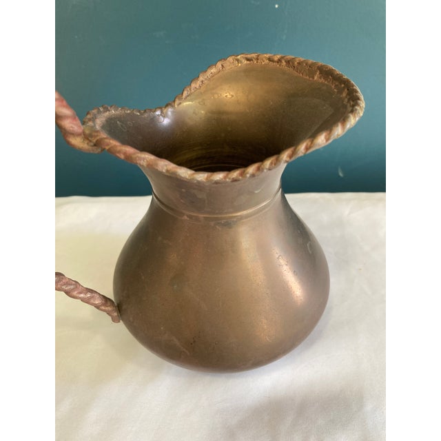 Vintage Hammered Brass Pitcher With Twisted Handle For Sale - Image 11 of 13