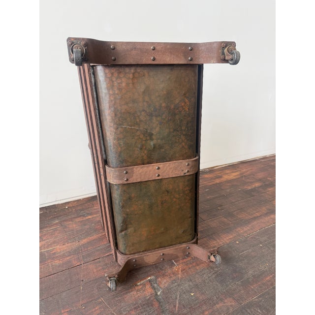 Arts & Crafts Gustav Stickley Style Arts and Crafts Copper and Iron Log Holder, C. 1910 For Sale - Image 3 of 12