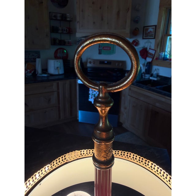 1960s Antique Red Metal Tole French Bouillotte Table Lamp For Sale - Image 5 of 8