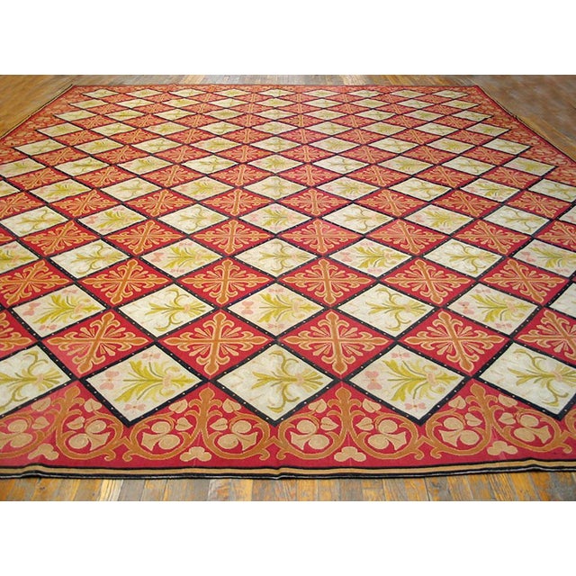 19th Century French Needlepoint Carpet ( 13'8" x 16'10" - 417 x 513 ) Needlepoint Reproduction needlework carpet. The...