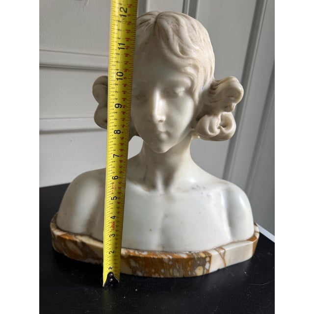 Late 20th Century Heavy Marble Sculpture of a Young Girl Bust 12"x12" - 33 Pound For Sale - Image 14 of 14