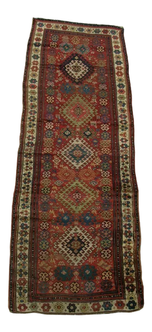 Antique Caucasian Runner Rug - 10'8'' X 3'6''