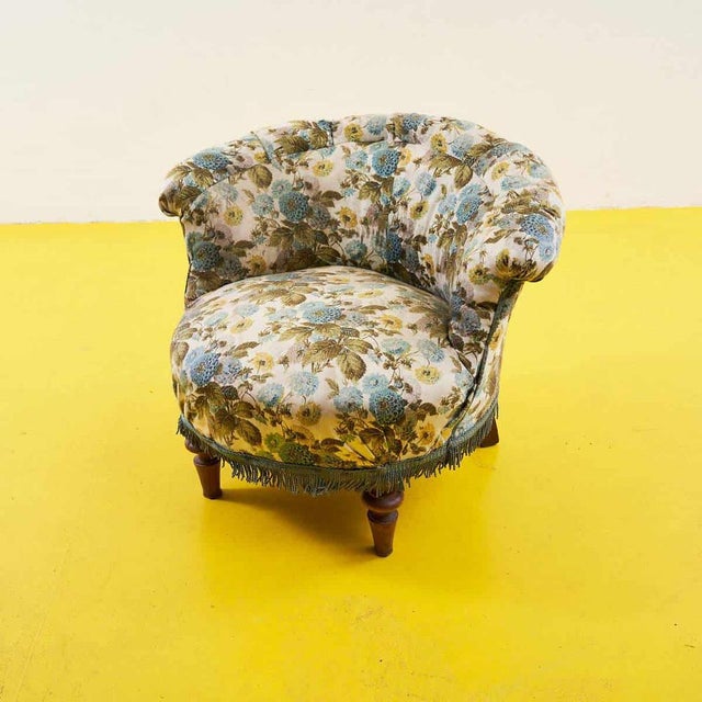 Vintage Armchair with Floral Motifs For Sale - Image 4 of 4