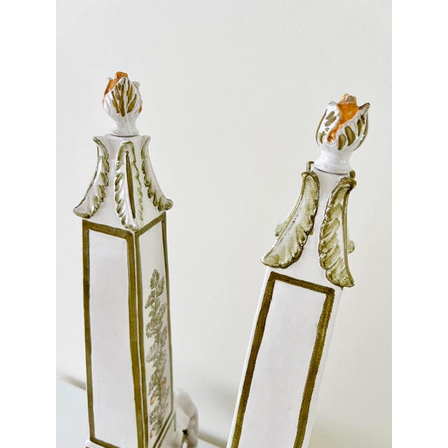 Ceramic 1960s Italian Terracotta Faience Elephant Obelisks With Finials, Made in Italy for Meiselman Imports, a Pair For Sale - Image 7 of 12