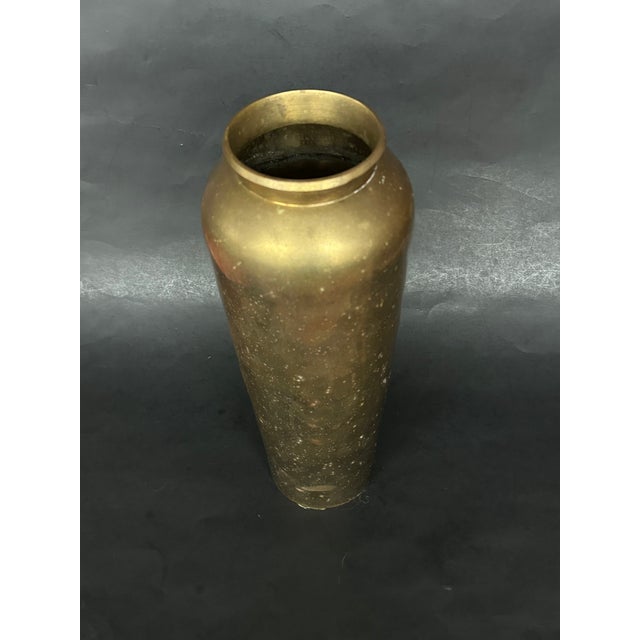 Mid Century Tall Brass Vase For Sale - Image 4 of 8