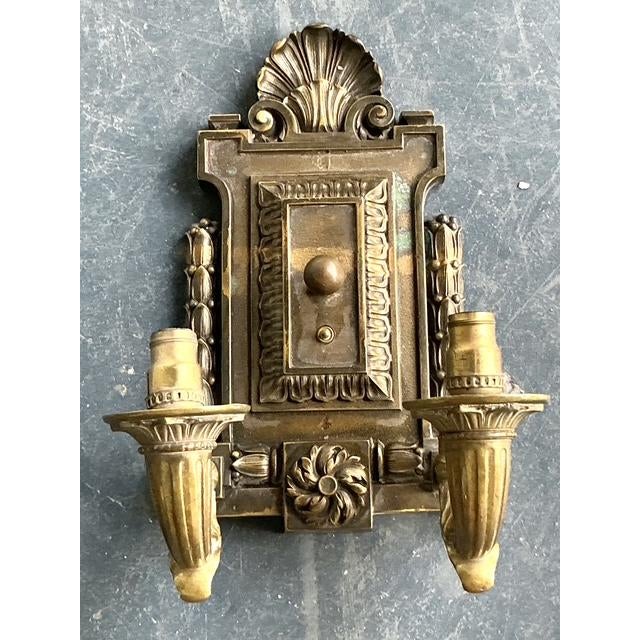 Neoclassical Vintage Boho Empire Bronze Wall Light Sconce For Sale - Image 3 of 10