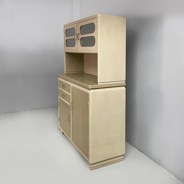 Mid-Century Modern Mid-Century Modern Italian Sideboard in Glass, Light Green and Beige Wood, 1940s For Sale - Image 3 of 18