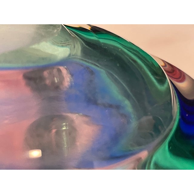 Emerald 1960s Mid-Century Tricolor Murano Glass Geode Bowl Attributed to Archimede Seguso For Sale - Image 8 of 9