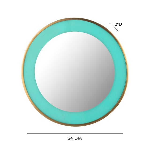 2020s Lucille Turquoise & Brass Mirror For Sale - Image 5 of 7