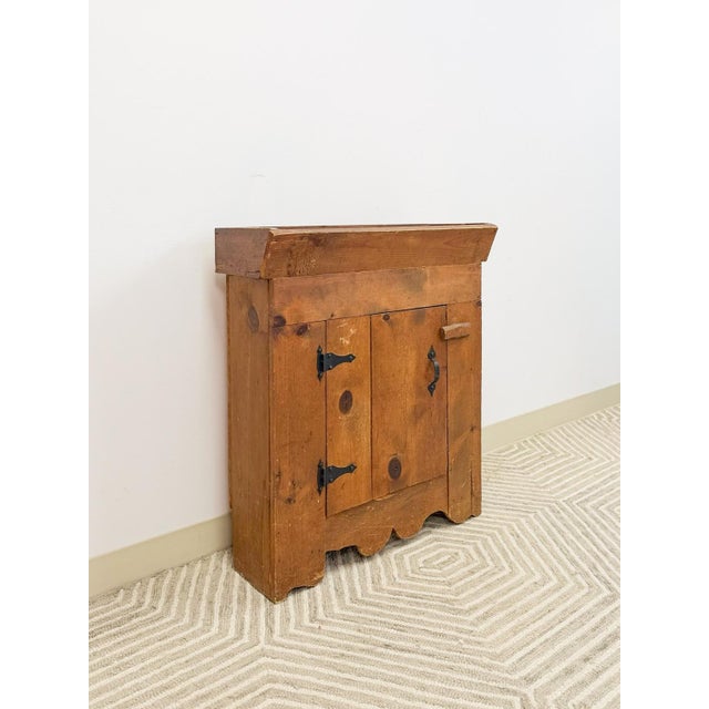 Contemporary Mid 20th Century Primitive Rustic Planter Box Cabinet Vintage Farmhouse Wood Decor Iron Hinges For Sale - Image 3 of 9