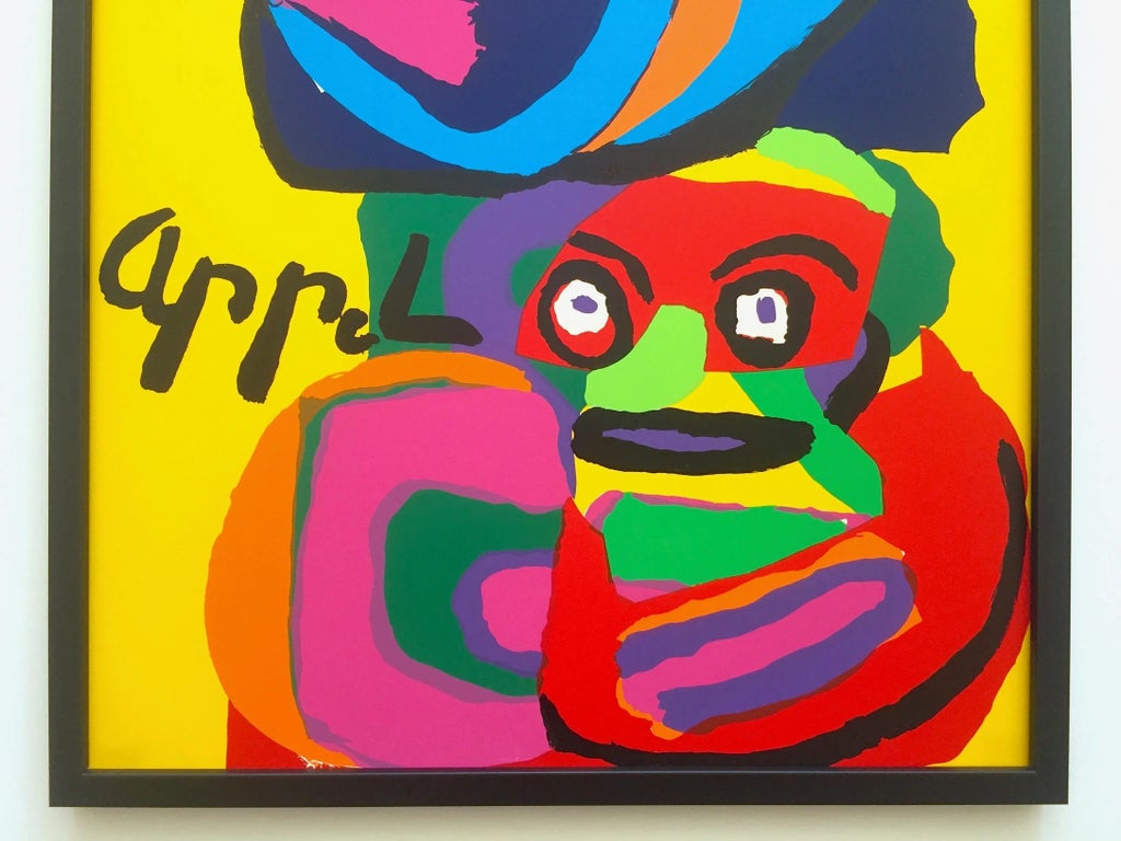 世界限定50 BABYL JOHN McMURTRIE氏のプリントアート Karel Appel Vintage 1960's Mid Century Modern Framed Silkscreen