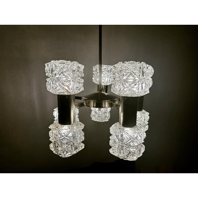 Glass Vintage Chandelier from Kaiser Leuchten, 1970s For Sale - Image 7 of 15