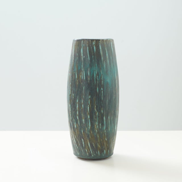 Mid-Century Modern Brown & Blue Vase by Gunnar Nylund for Rörstrand For Sale - Image 3 of 7