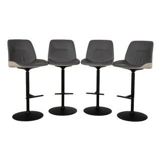Nuez Leather Bar Stools from Andreu World, Set of 4 For Sale