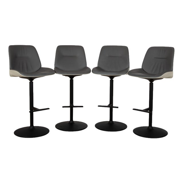 Nuez Leather Bar Stools from Andreu World, Set of 4 For Sale