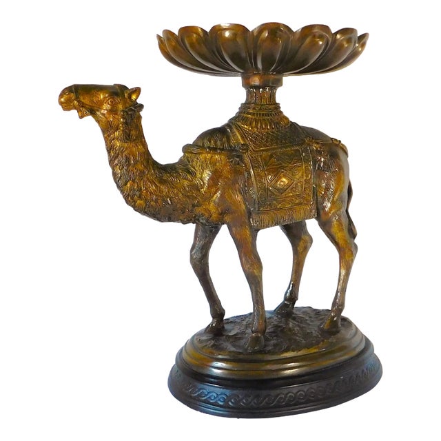 Large Vintage Bronze Figural Camel Sculpture Figurine Centerpiece 25lbs! For Sale