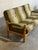 Vintage Danish Oak Sofa in Style of Henning Kjærnulf Green Striped Upholstery Mid Century For Sale - Image 10 of 10