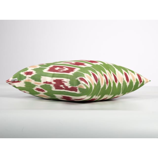 Green Handmade Ikat Pillow Cover For Sale - Image 4 of 7
