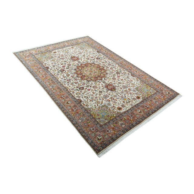 Mid-Century Modern Hand-Knotted Oriental Rug in Silk For Sale - Image 3 of 13