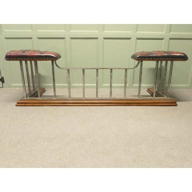 Large Victorian Brass Club Fender in Wood For Sale - Image 4 of 8