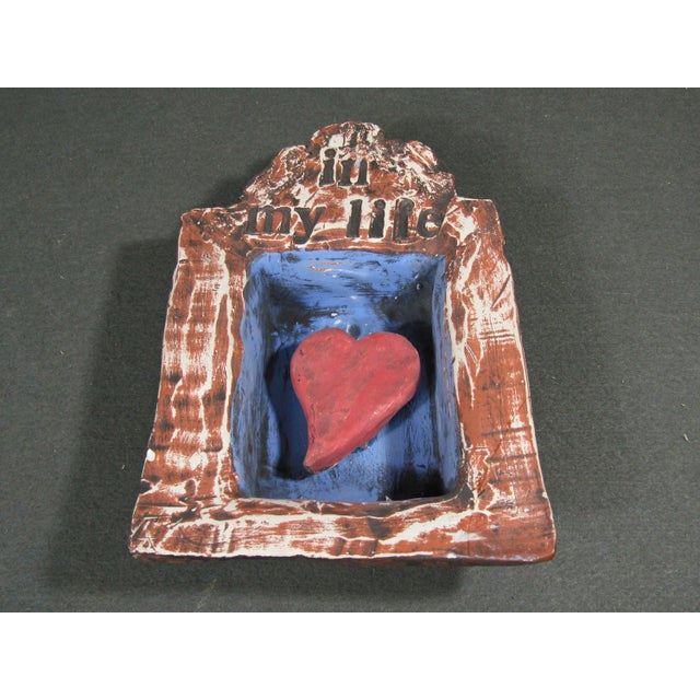 Artist-Signed Folk Art Plaster Heart Wall Sculpture, “In My Life,” 2010 For Sale In Austin - Image 6 of 8