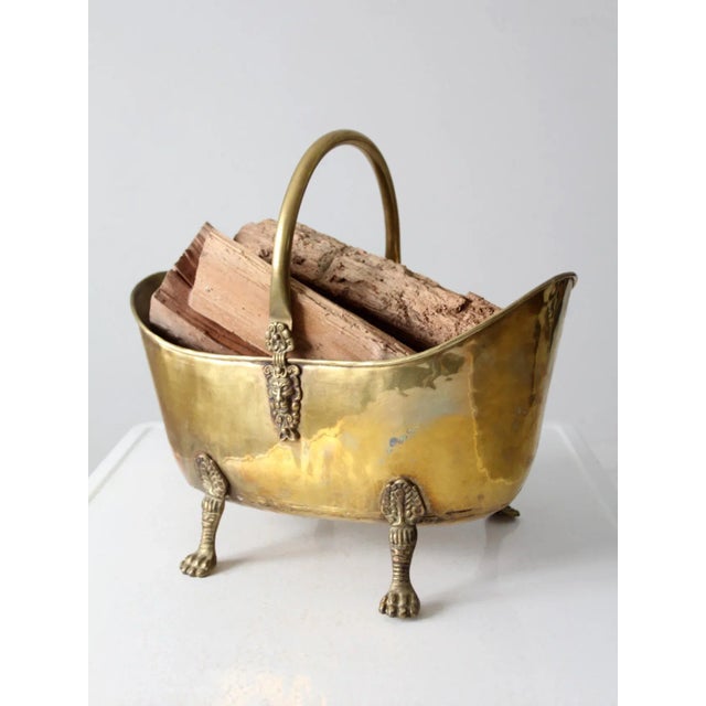Antique Brass Firewood Bucket For Sale - Image 6 of 12