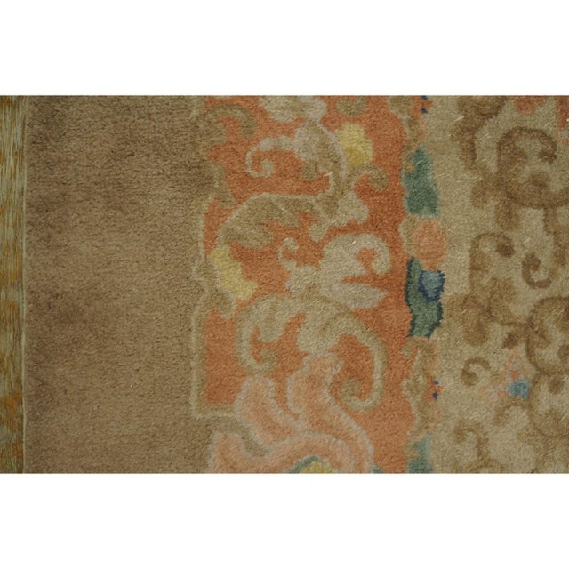 1920s Tan Sand Floral Layered Oriental Antique Chinese Art Deco Rug 9' X 11' 9'' For Sale - Image 11 of 11