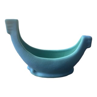 Art Deco Van Briggle Pottery Ming Blue Matte Glaze Gondola Boat Planter Vase For Sale
