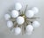 Italian sputnik flush mount with glossy white Murano glass globes mounted on solid brass frame in satin brass finish /...